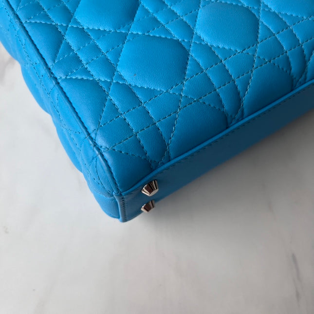 Sold Lady Dior Mini Teal Blue handbag Cannage Leather with strap