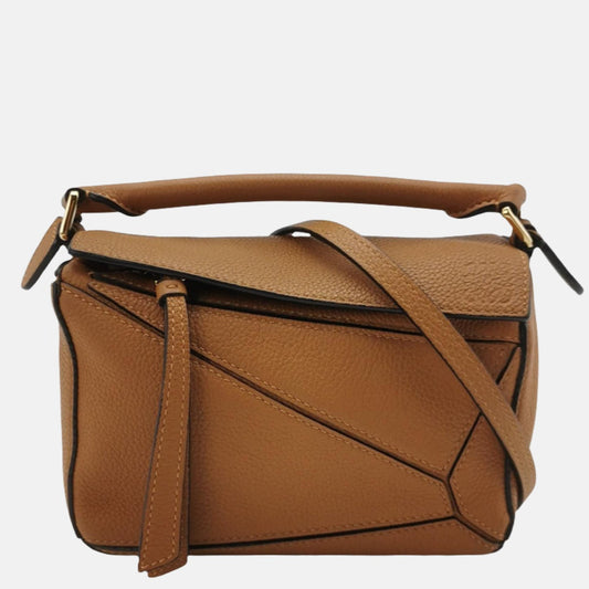 Loewe Puzzle Mini Caramel Tan Calfskin Leather Crossbody Bag-Luxbags
