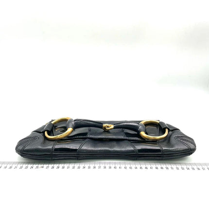 Gucci Horsebit 1955 Chain Large Black Leather and Patent Leather Shoulder Bag