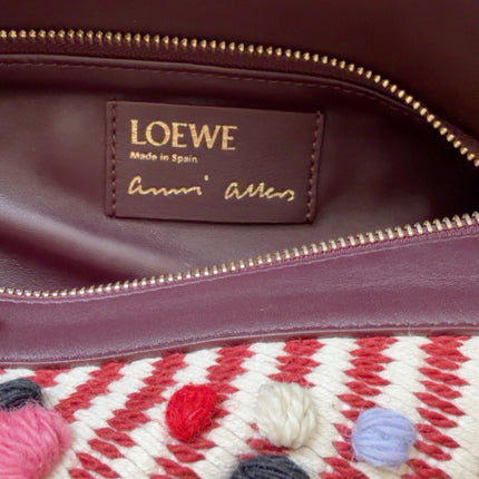 Loewe x Albers Puzzle Small Multicolor Woven Wool and Leather with Pompoms Crossbody Bag