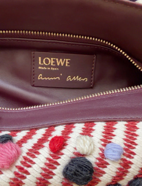 Loewe x Albers Puzzle Small Multicolor Woven Wool and Leather with Pompoms Crossbody Bag