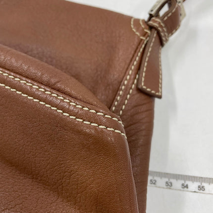 Fendi Mamma Forever Baguette Selleria Brown Calfskin Leather Silver Hardware