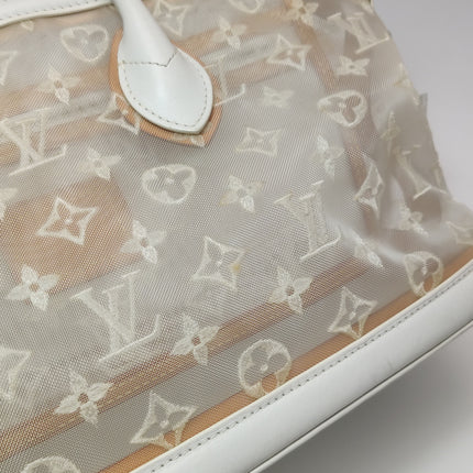 Louis Vuitton Lockit White Mesh Monogram and Leather Handbag