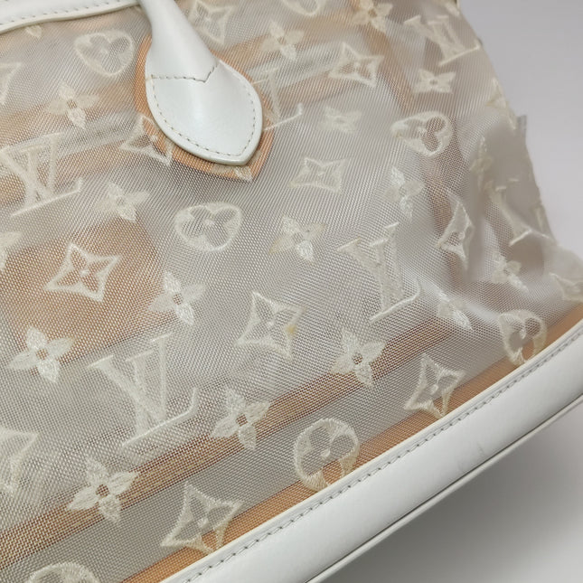Louis Vuitton Lockit White Mesh Monogram and Leather Handbag