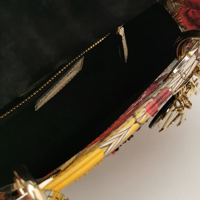 Lady Dior Mini Embroidered Phoenix Cloth Multicolor Handbag