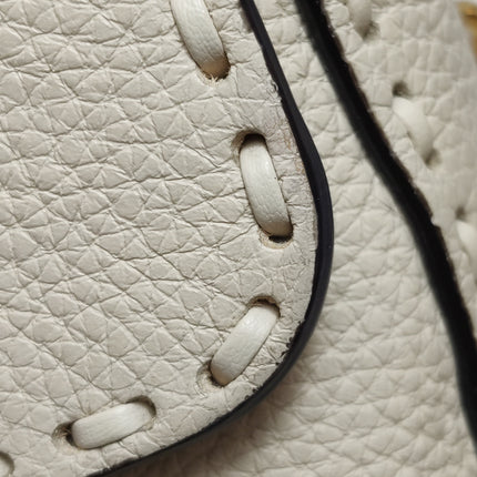 Fendi Baguette Selleria Medium Off White Cream Calfskin Leather Crossbody Bag Medium