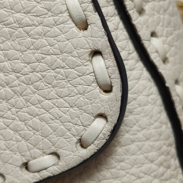 Fendi Baguette Selleria Medium Off White Cream Calfskin Leather Crossbody Bag Medium