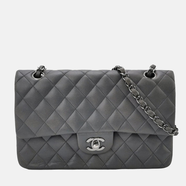 Chanel Classic Flap 2005 Grey Lambskin Leather with Silver Hardware-Luxbags