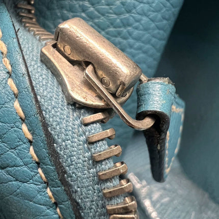 Hermès Taurillon Clemence Good News 28 PM Blue Jeans Hobo Crossbody Bag