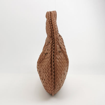 Bottega Veneta Hobo Bag Leather Beige Small 40cm Butterfly Cutout