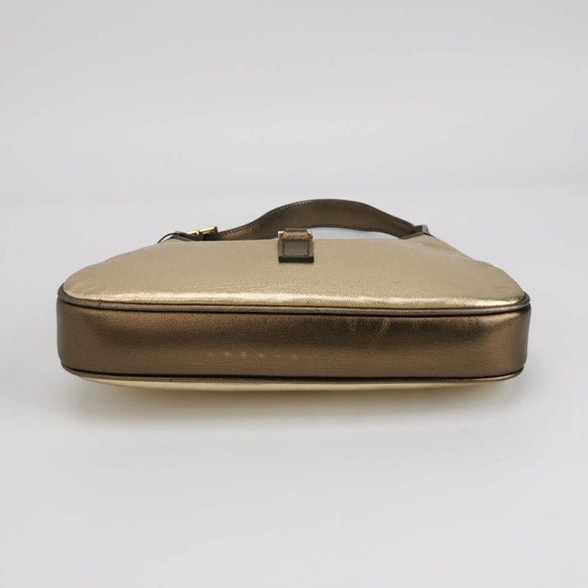 Gucci Jackie Vintage Mini Gold Lambskin Leather Brown Calfskin Leather