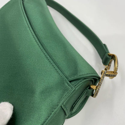 Dior Saddle Mini 2019 Silk Emerald Green with crystals