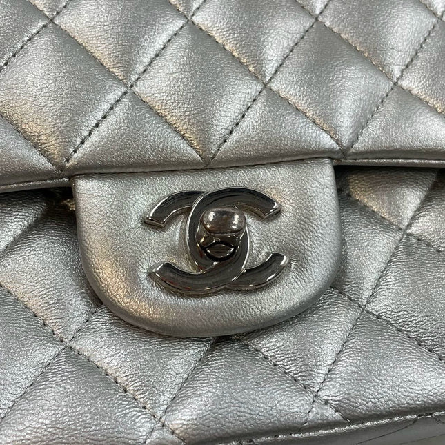 Sold Chanel Classic Flap 2010 Silver Lambskin Leather