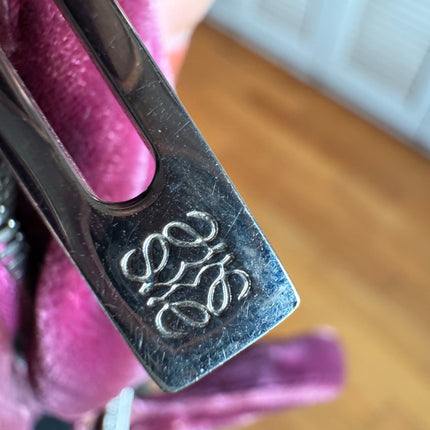 Loewe Amazona 19 Mini Handbag in Purple Velvet with Crystal Logo