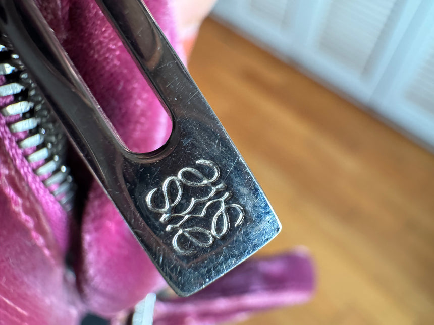 Loewe Amazona 19 Mini Handbag in Purple Velvet with Crystal Logo