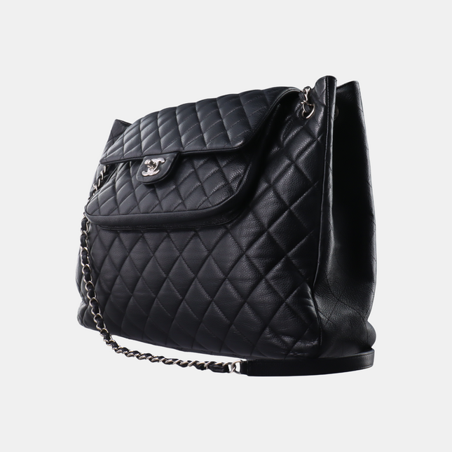 Chanel 2014 Paris-Edinburgh Flap Tote Bag Black Caviar Leather