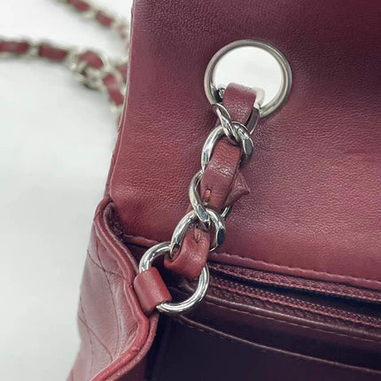 Chanel Classic Flap Rectangular Mini Burgundy Lambskin Silver HW, 2019