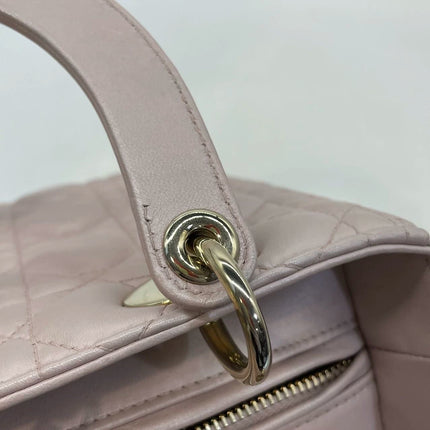 Lady Dior Medium Handbag Pearlescent Pink Cannage Leather Gold Hardware