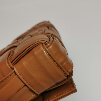 Bottega Veneta Brick Cassette Small Tan Brown Leather Crossbody Bag