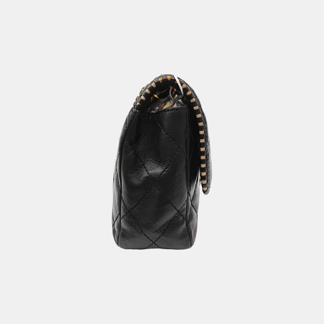 Chanel Classic Flap Medium Happy Stitch Cuir de veau vieilli noir Finitions dorées, 2015-2016