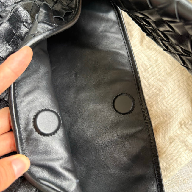 Bottega Veneta Hop Black Intrecciato Leather Maxi Hobo Bag 54cm