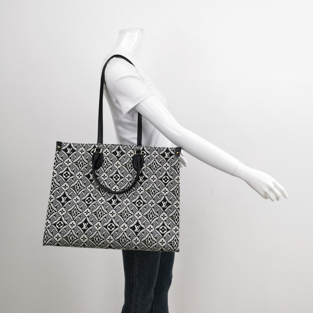 Sold Louis Vuitton OnTheGo Since 1854 Grey Jacquard and Black Cowhide Leather Multicolor GM Tote Bag