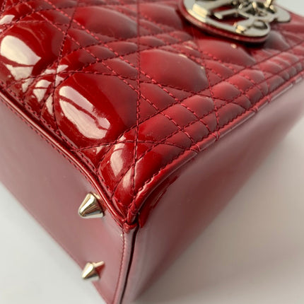 Sold Lady Dior Medium Bag Red Patent Leather