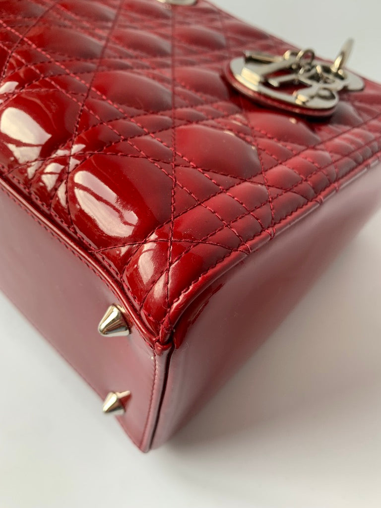 Sold Lady Dior Medium Bag Red Patent Leather