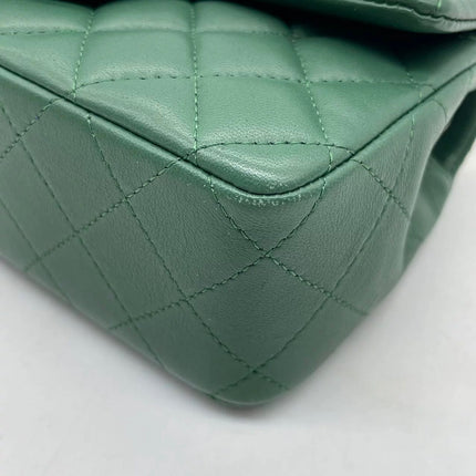 Chanel Classic Flap Mini 2019 Green Lambskin Leather Silver Hardware