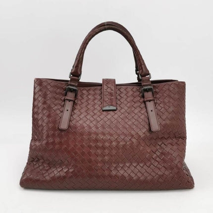 Bottega Veneta Roma Handbag Bag Intrecciato Nappa Leather Wine Burgundy Large 35cm