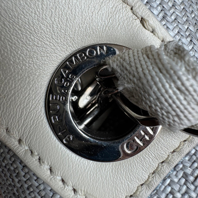 Chanel Deauville Tote Medium Light Blue Grey Denim Top Handle 2013-2014