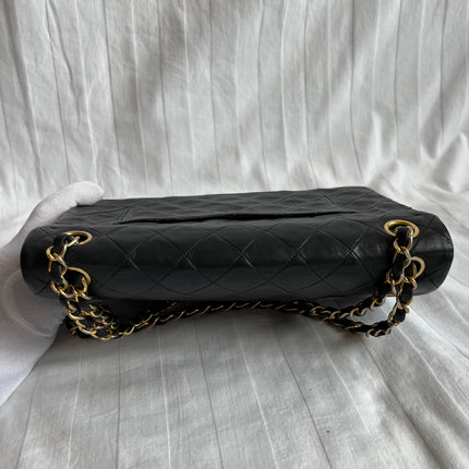 Chanel Classic Flap Medium Vintage Black Lambskin Leather with 24k Gold Hardware