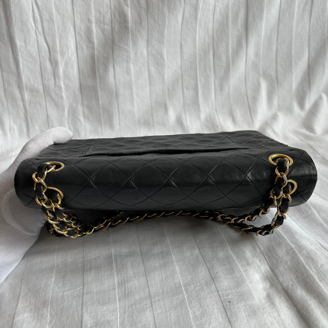 Chanel Classic Flap Medium Vintage Black Lambskin Leather with 24k Gold Hardware