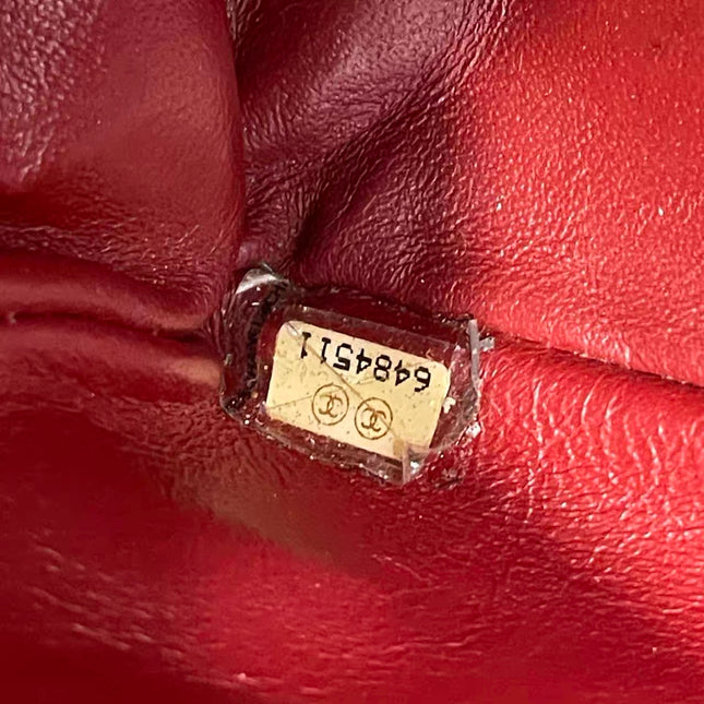 Chanel Vintage Classic Flap Bi-color Beige Perforated Leather and Red Leather Strap Bag, 2000-2002