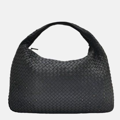 Bottega Veneta Intrecciato Hobo Bag Medium Black leather with Metal Studs 45cm-Luxbags