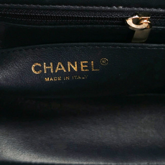 Chanel Classic Flap Mini Rectangular Navy Lambskin Leather Gold Hardware Microchip