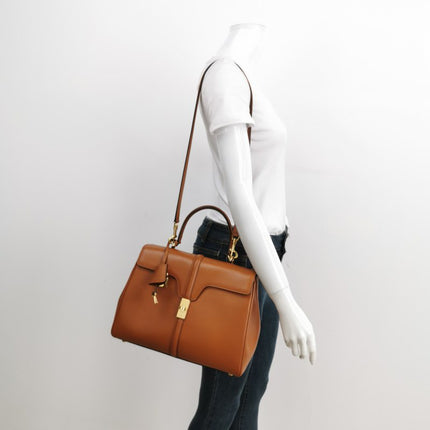 Sold Celine 16 Bag Medium Caramel Natural Tan Smooth Calfskin Leather