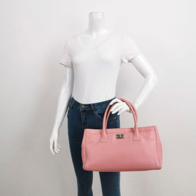 Sold Chanel Cerf Executive 2005 East West Small Pink Caviar Leather Handbag Silver Hardware