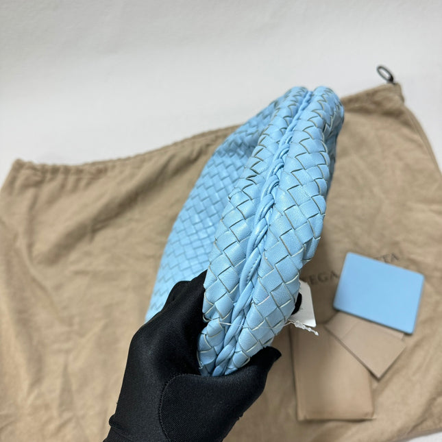 Sold Bottega Veneta Veneta Hobo Medium Baby Blue Intrecciato Leather Bag 43cm