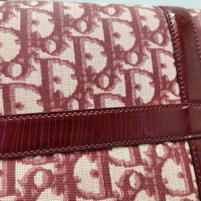 Christian Dior Trotter Boston Cloth Oblique Medium Red Handbag