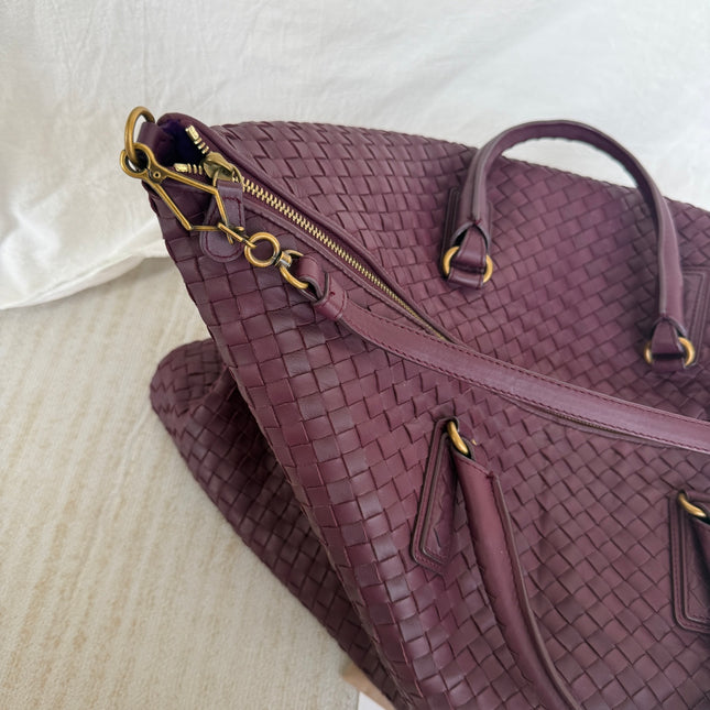 Bottega Veneta Maxi Convertible Tote Bag Wine Burgundy Leather Gold Hardware 50cm
