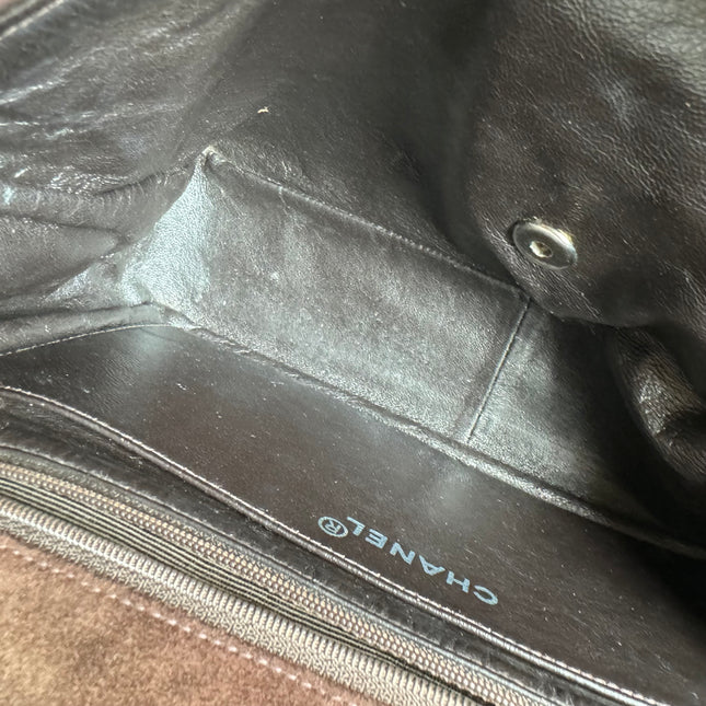 Chanel Classic Flap Medium Dark Chocolate Brown Suede Leather Silver HW, 1996-1997