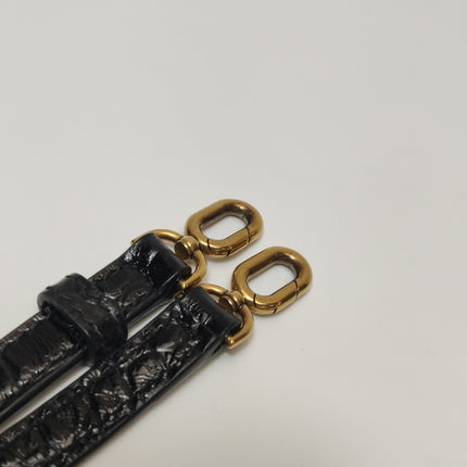 Balenciaga Pouch Black Crocodile Pattern Shiny Calfskin Leather With Strap