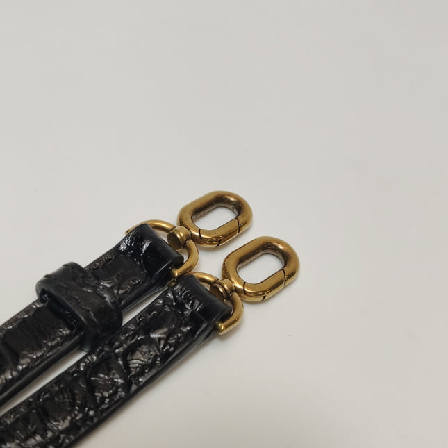 Balenciaga Pouch Black Crocodile Pattern Shiny Calfskin Leather With Strap