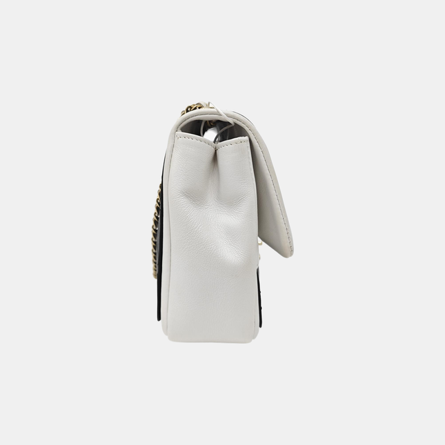 Chanel Graphic Medium Flap Bag Black Lambskin Leather White Edge