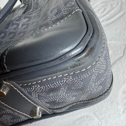 Goyard Ambassade Document Case Small 35cm Handbag Grey Canvas Leather Silver Hardware