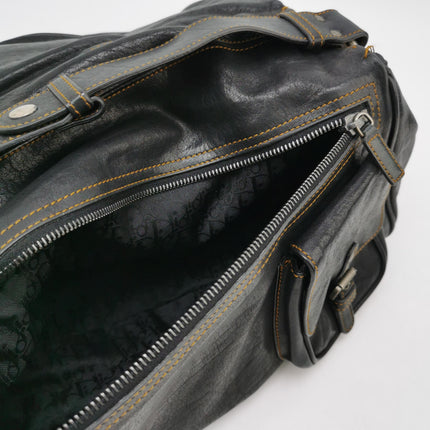Dior Vintage Gaucho Large Black Leather Crossbody Bag