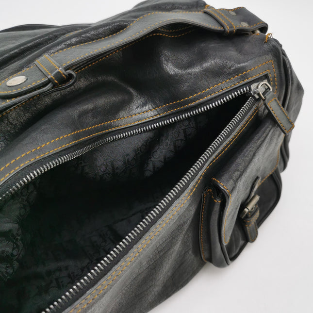 Dior Vintage Gaucho Large Black Leather Crossbody Bag