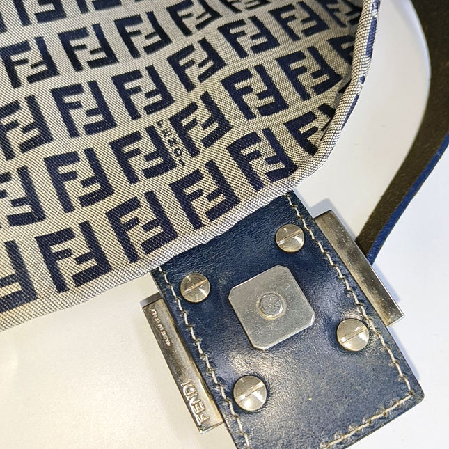 Sold Fendi Baguette Navy Zucchino Print Monogram