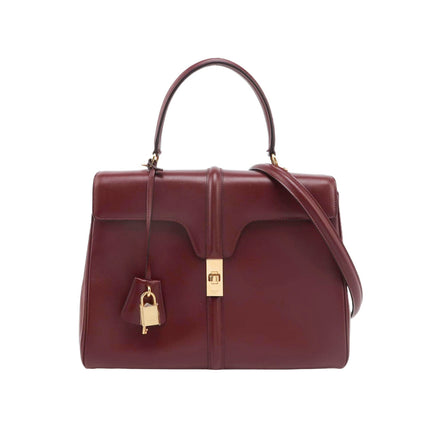 Celine 16 Bag Medium Burgundy Smooth Calfskin Leather With Strap